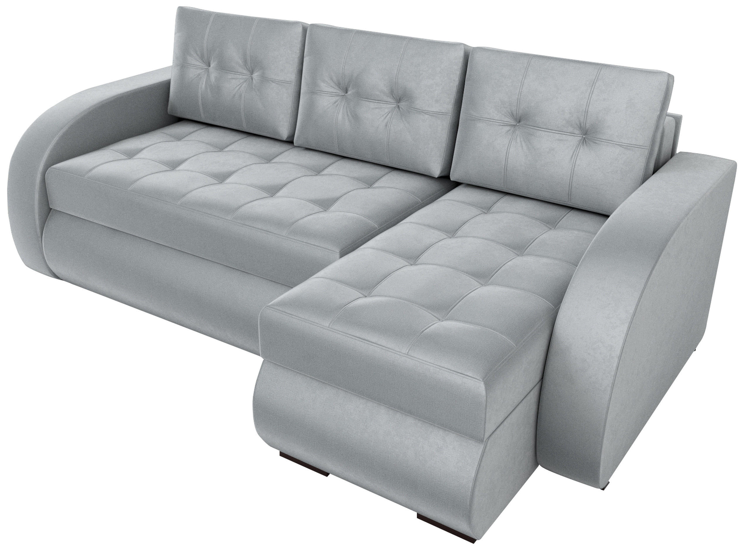 ECKSOFA Bergen mit Schlaffunktion Grau Samtstoff - Grau, Textil (238/141cm) - Bromarkt