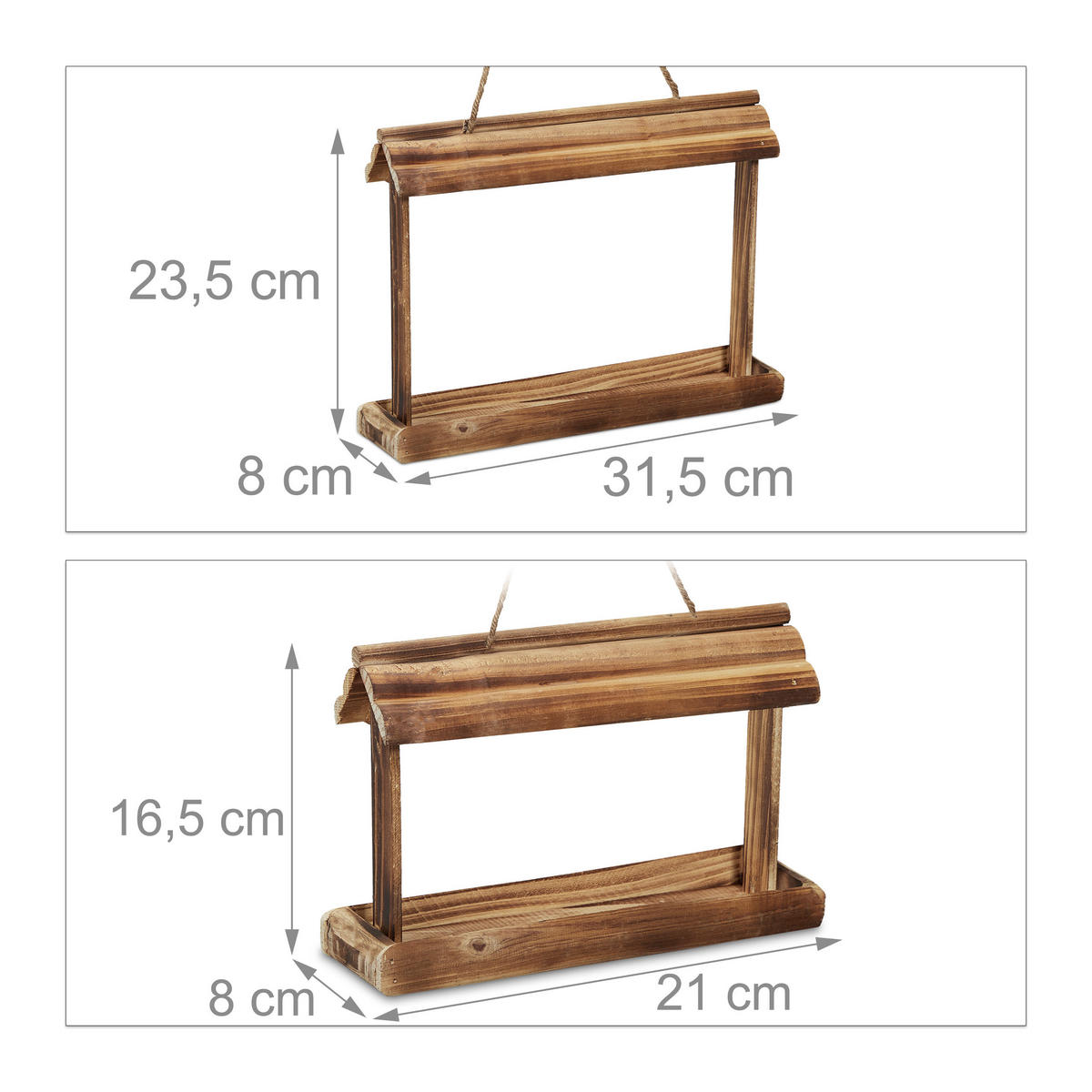 2XVOGELFUTTERHAUS - Hellbraun, Holz (31.5/23.5/8cm) - Relaxdays