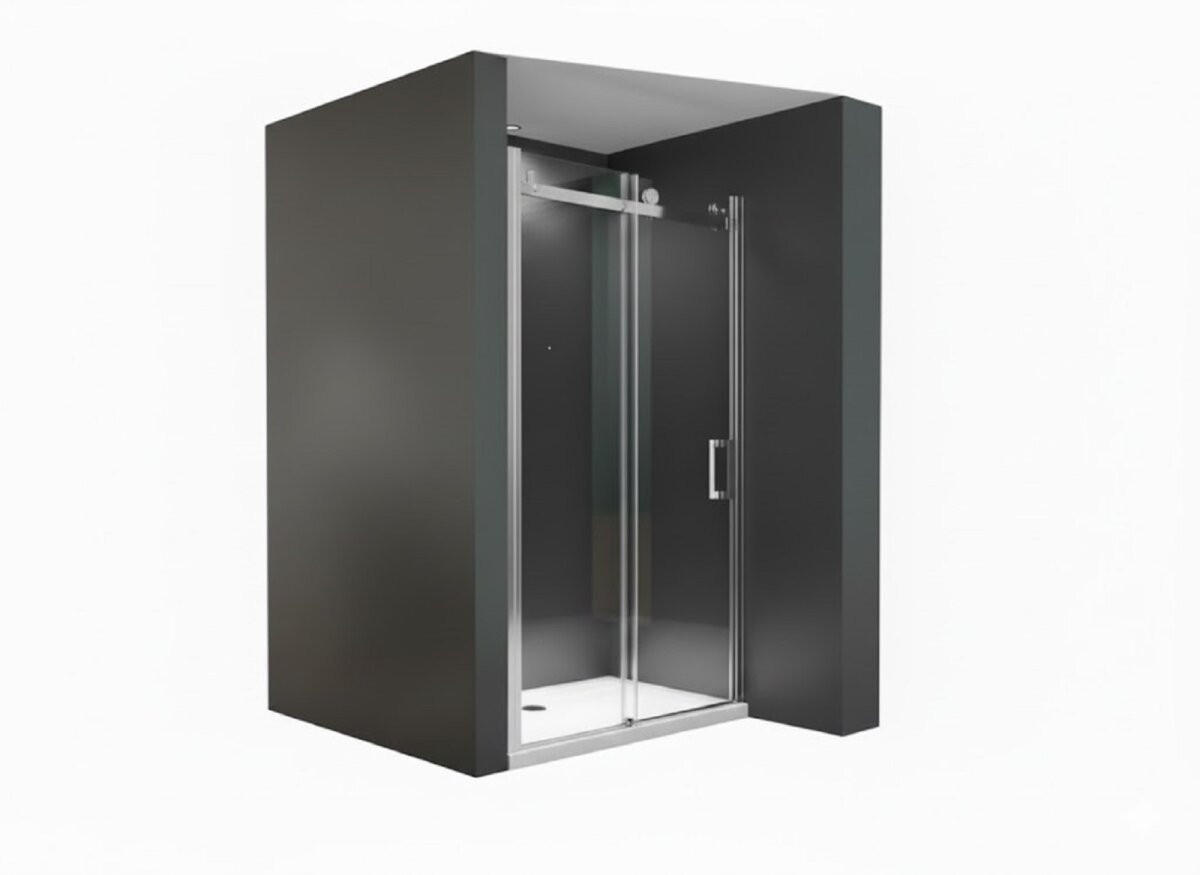 NISCHENDUSCHE Victoria mit Schiebetüren 125 x 195 cm Klarglas Silber - Silberfarben, Glas (1/125/195cm) -  Glaswerk Westfalen