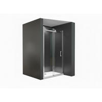NISCHENDUSCHE Victoria mit Schiebetüren 125 x 195 cm Klarglas Silber - Silberfarben, Glas (1/125/195cm) -  Glaswerk Westfalen