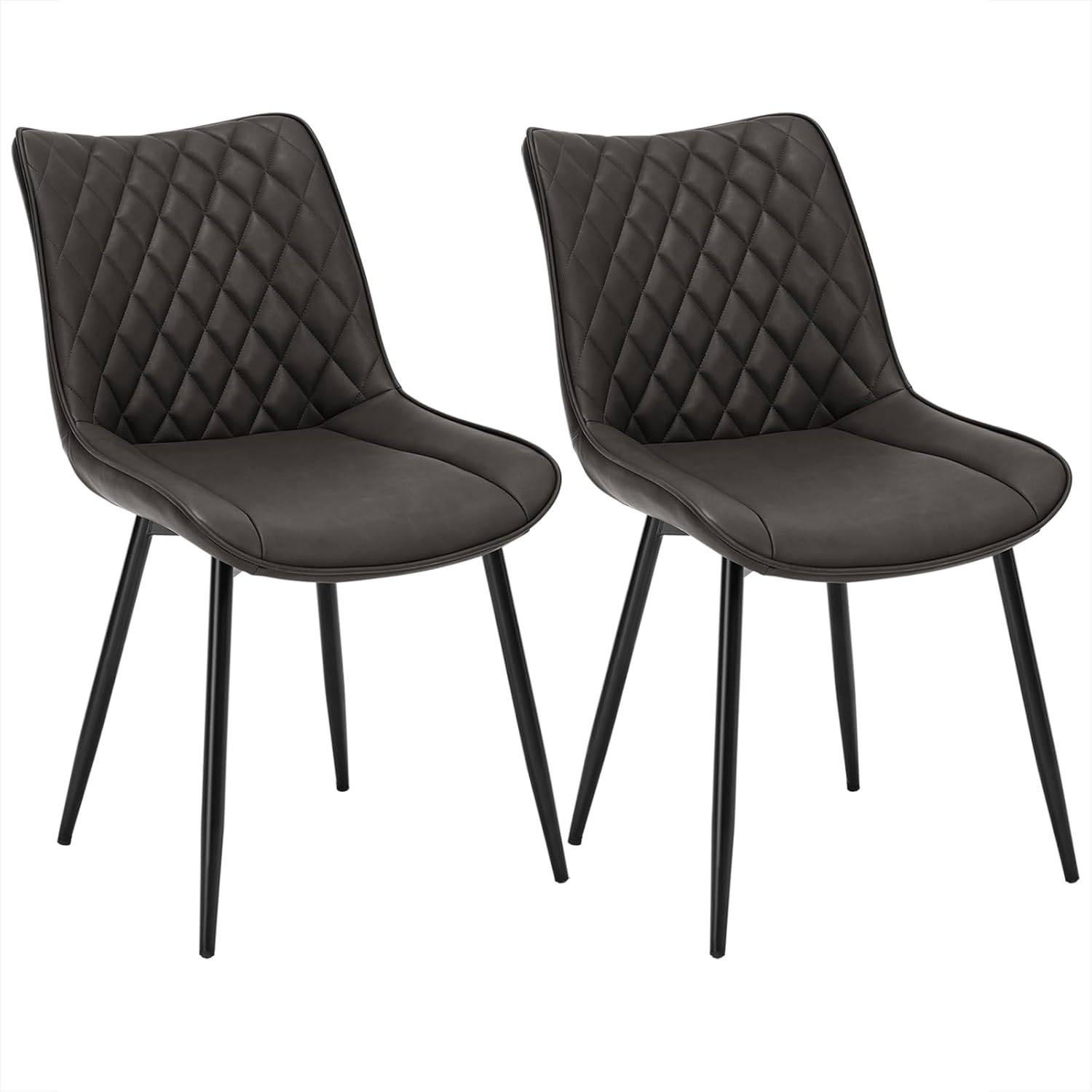ESSZIMMERSTUHL 2er Set, Polsterstühle mit Rückenlehne - Anthrazit/Schwarz, Metall (46.5/84/42.5cm) - Woltu