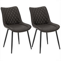 ESSZIMMERSTUHL 2er Set, Polsterstühle mit Rückenlehne - Anthrazit/Schwarz, Metall (46.5/84/42.5cm) - Woltu