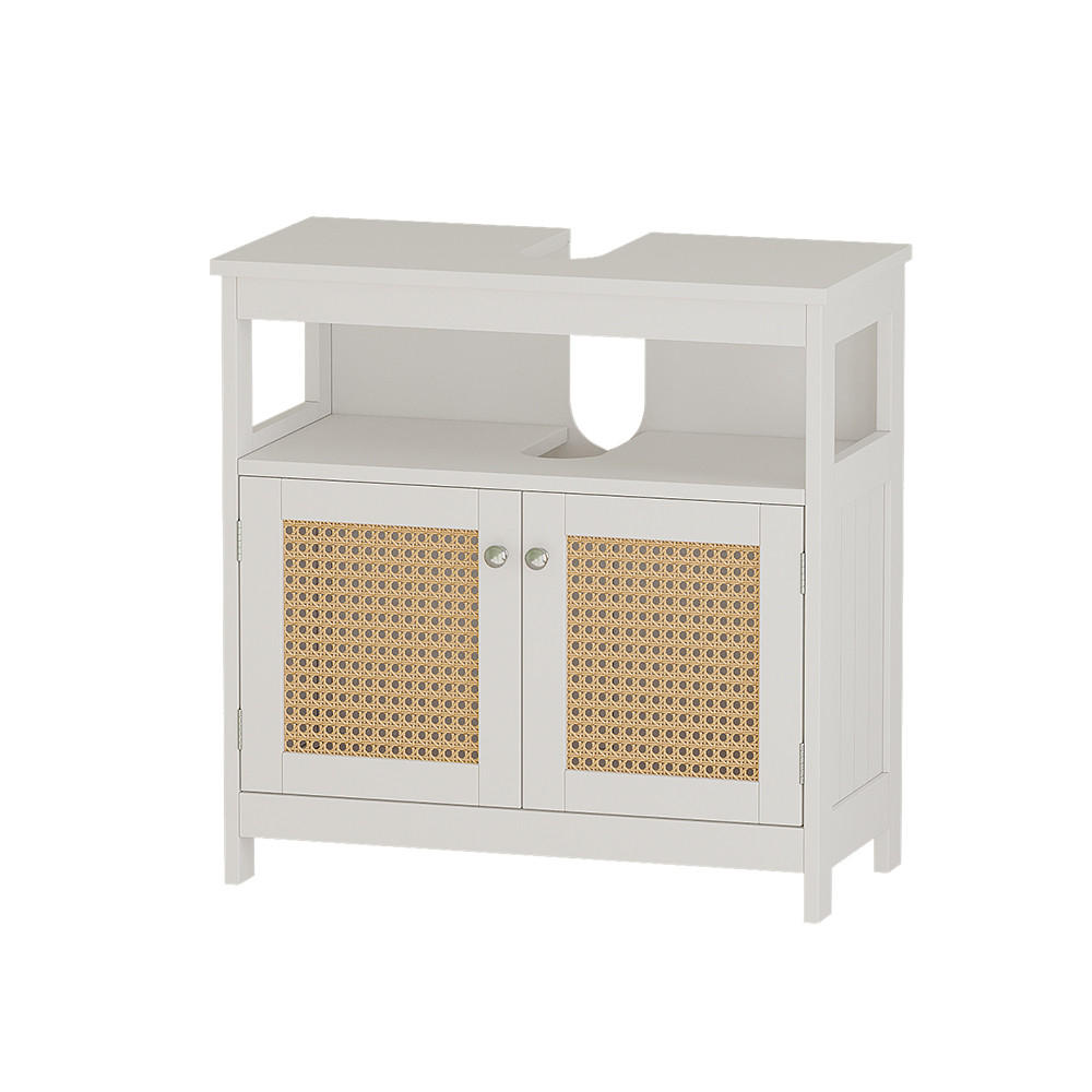 WASCHBECKENUNTERSCHRANK Rosario Weiß 60 x 60 cm mit 2 Türen und offenem Fach - Weiß, Holzwerkstoff (60/60/30cm) - Vicco