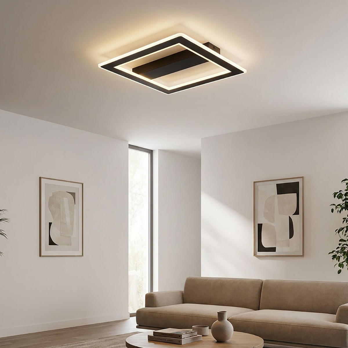 LED DECKENLEUCHTE Mattia Metall Schwarz - Schwarz, Metall (45/45/5cm) - Globo Lighting