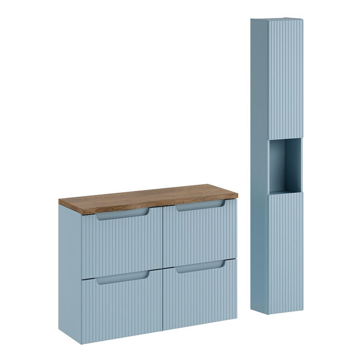 BADMÖBEL-SET 4 Teile Nova Denim N BM376 in Denim - Dunkelblau, Holz (120/140/40cm)