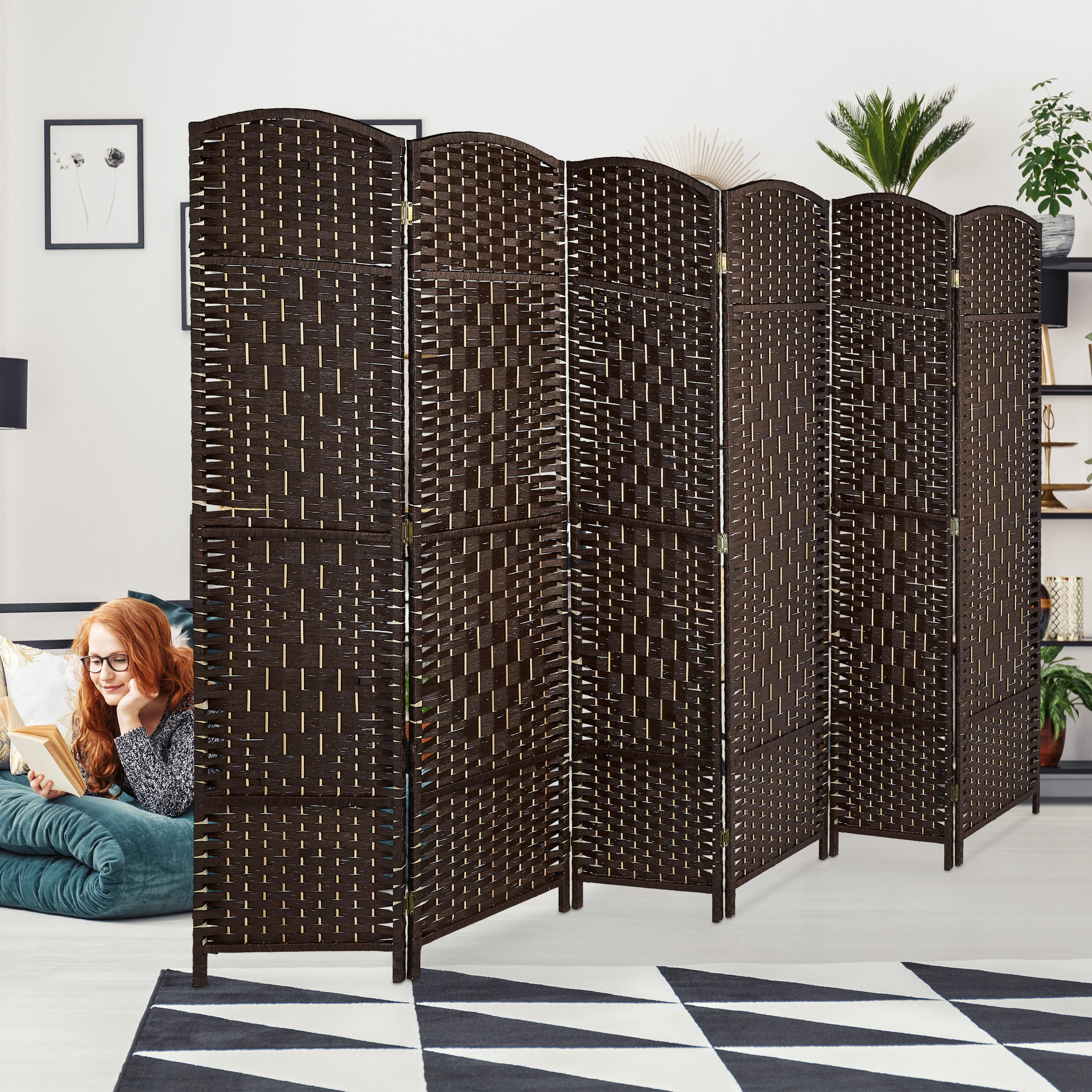 PARAVENT - Braun, Holz/Papier (240/170/2cm) - Relaxdays