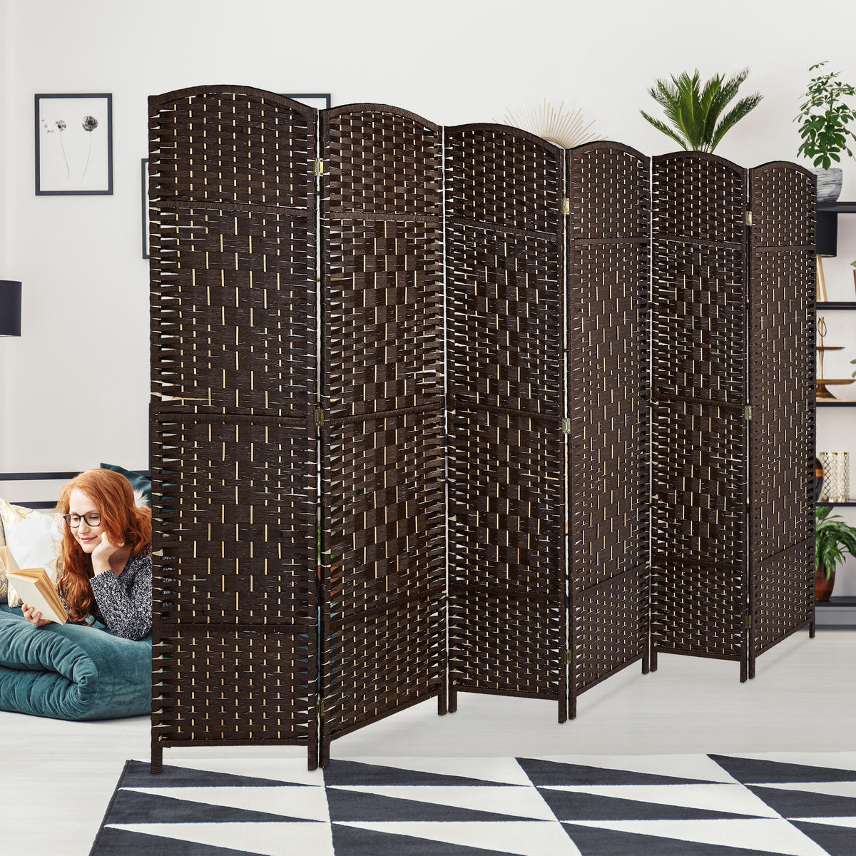 PARAVENT - Braun, Holz/Papier (240/170/2cm) - Relaxdays