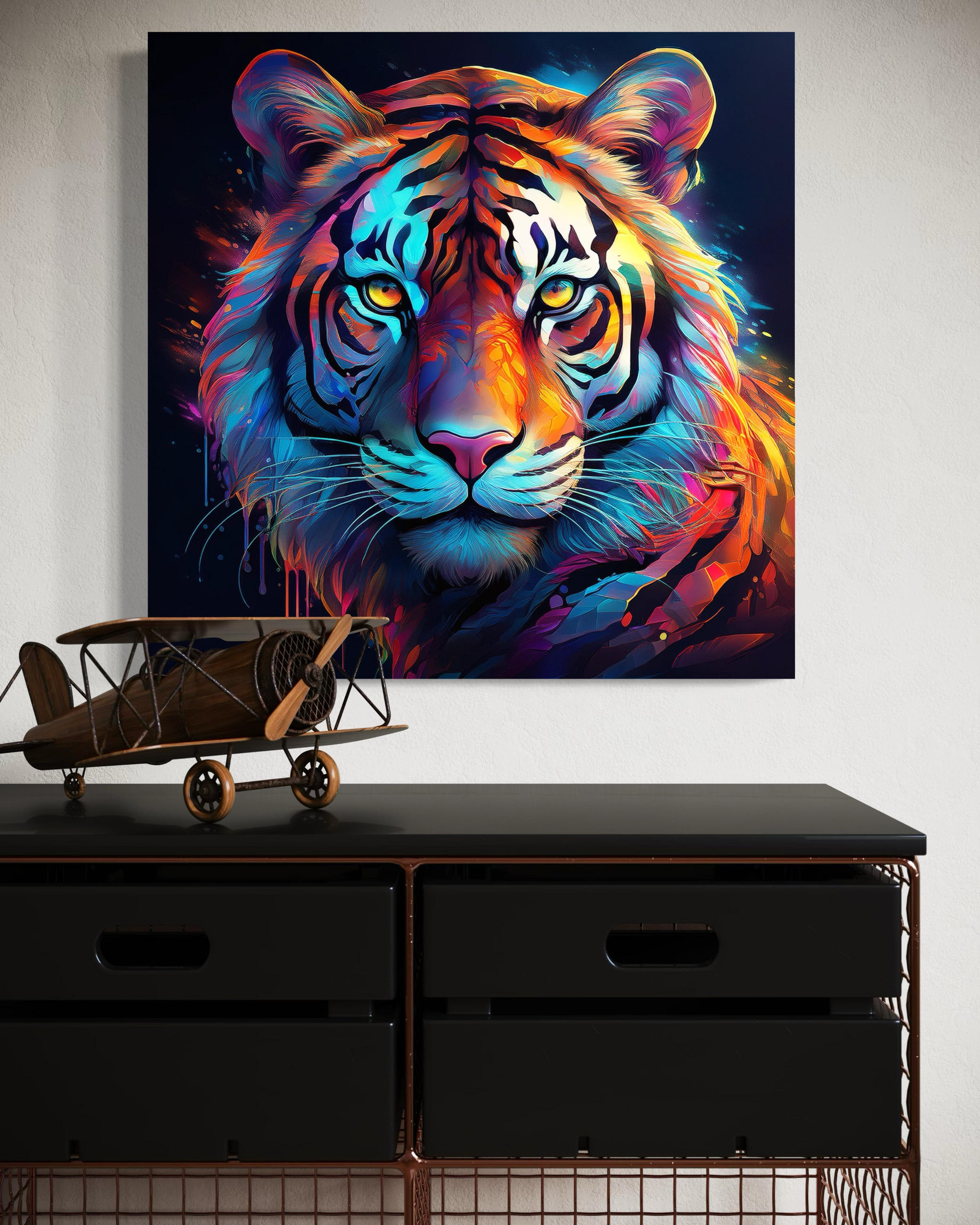 WANDBILD tiger pop art farbig - Multicolor, Textil (50/50cm) - Feeby