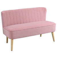 SOFA 2-Sitzer Couch Stoffsofa Sitzmöbel Polstersofa Loungesofa breit Rosa - Rosa/Naturfarben, Holz/Textil (56.5/77/117cm) - HOMCOM