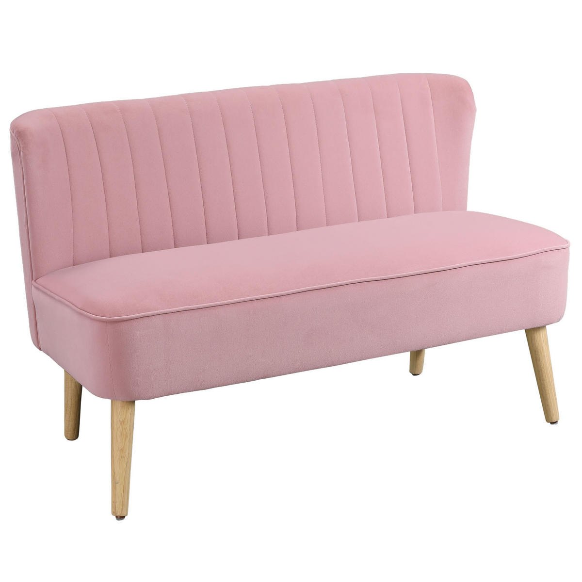 SOFA 2-Sitzer Couch Stoffsofa Sitzmöbel Polstersofa Loungesofa breit Rosa - Rosa/Naturfarben, Holz/Textil (56.5/77/117cm) - HOMCOM