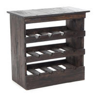 FLASCHENREGAL RUSTIQUE Recyclingholz massiv, für 12 Flaschen, mit Ablagefläche 03 dunkelbraun - Dunkelbraun, Holz (70/70/38cm) - DESIGN DELIGHTS