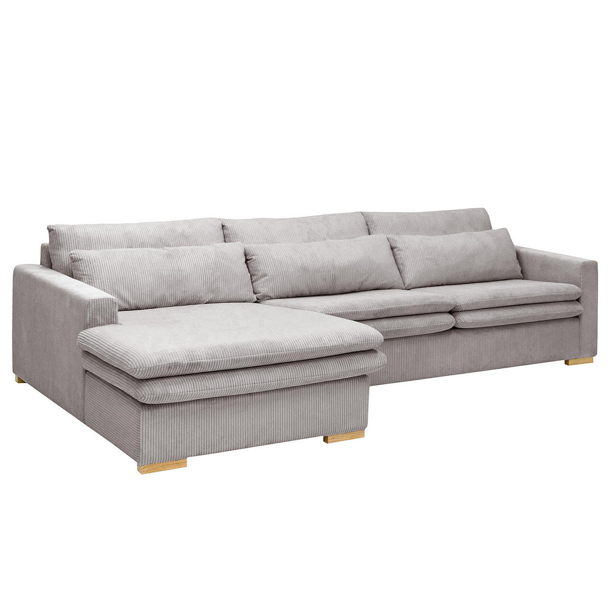 ECKSOFA mit Longchair - Hellgrau, Textil (299/164cm) - home24