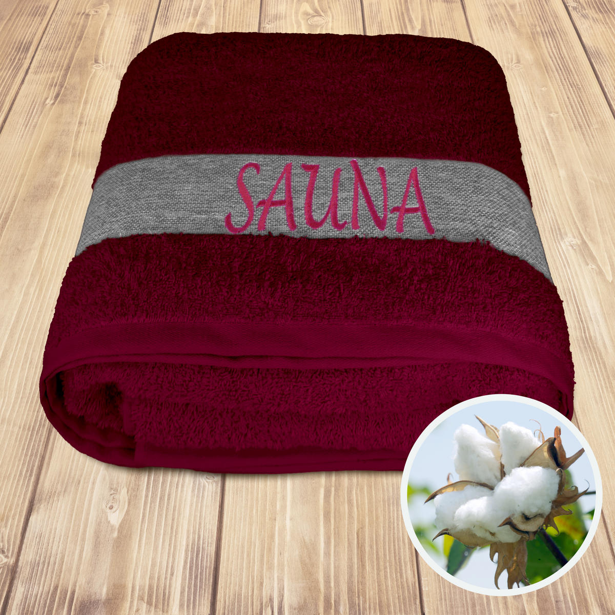 SAUNAHANDTUCH Lima Kirschrot 100x200 cm - Kirschrot, Naturmaterialien (100/200cm) - Lashuma