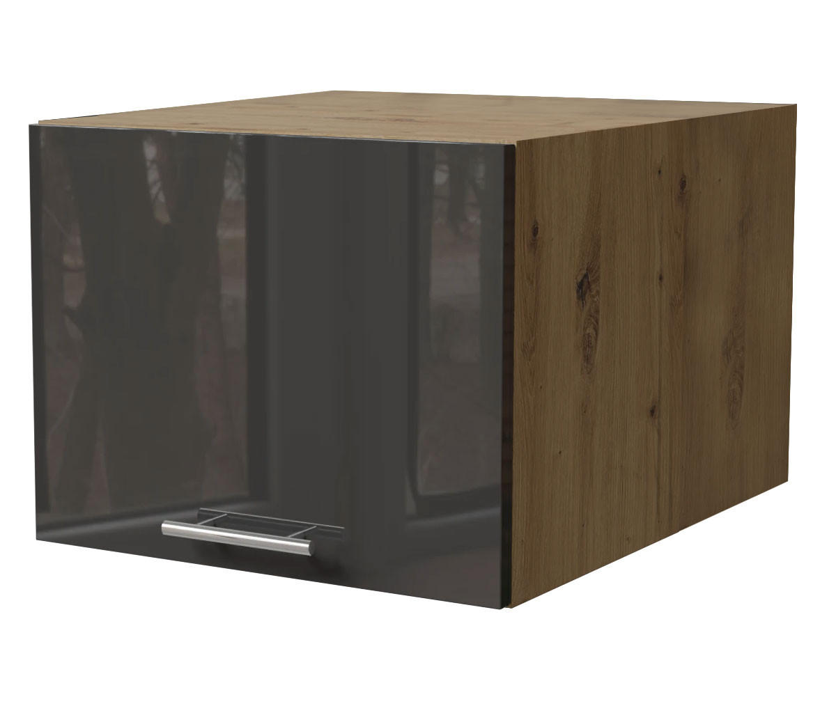 AUFSATZSCHRANK Essen W6B/45 Graphit Hochglanz / Eiche Artisan Matt 45 / 59 / 36cm - Graphitfarben/Eiche Artisan, Holz/Holzwerkstoff (45/36/59cm) - Feldmann-Wohnen