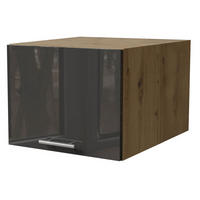 AUFSATZSCHRANK Essen W6B/45 Graphit Hochglanz / Eiche Artisan Matt 45 / 59 / 36cm - Graphitfarben/Eiche Artisan, Holz/Holzwerkstoff (45/36/59cm) - Feldmann-Wohnen