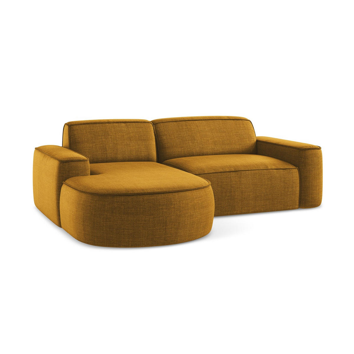 ECKSOFA Links Strukturstoff Gelb - Currygelb/Schwarz, Holzwerkstoff/Kunststoff (224/166cm) - LaMiaSofa