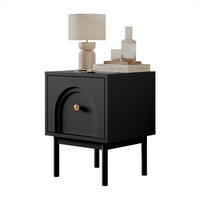 NACHTTISCH LIBERTY auf Holzbeinen schwarz - Schwarz, Holzwerkstoff (41.3/53.5/39cm) - Lookway