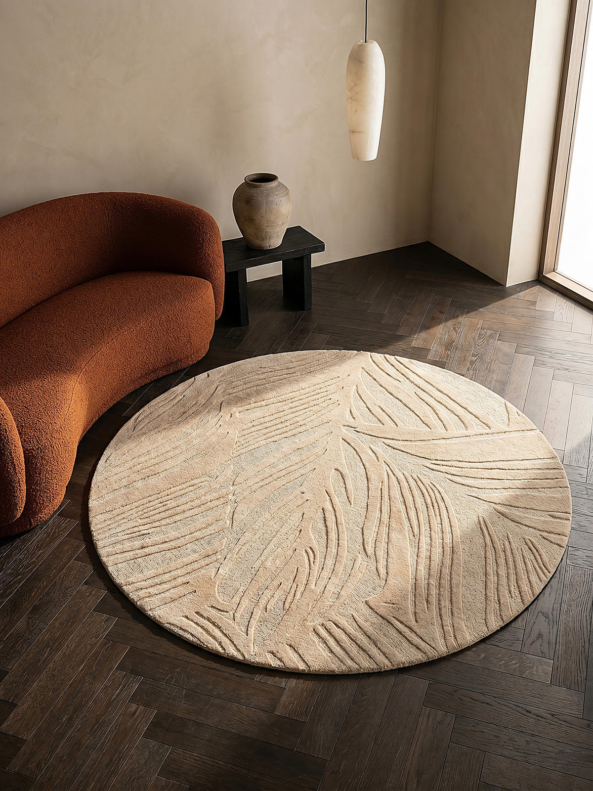 WOLLTEPPICH LEVEN Ø 160 cm - Beige, Textil (160/160cm) - KADIMA DESIGN