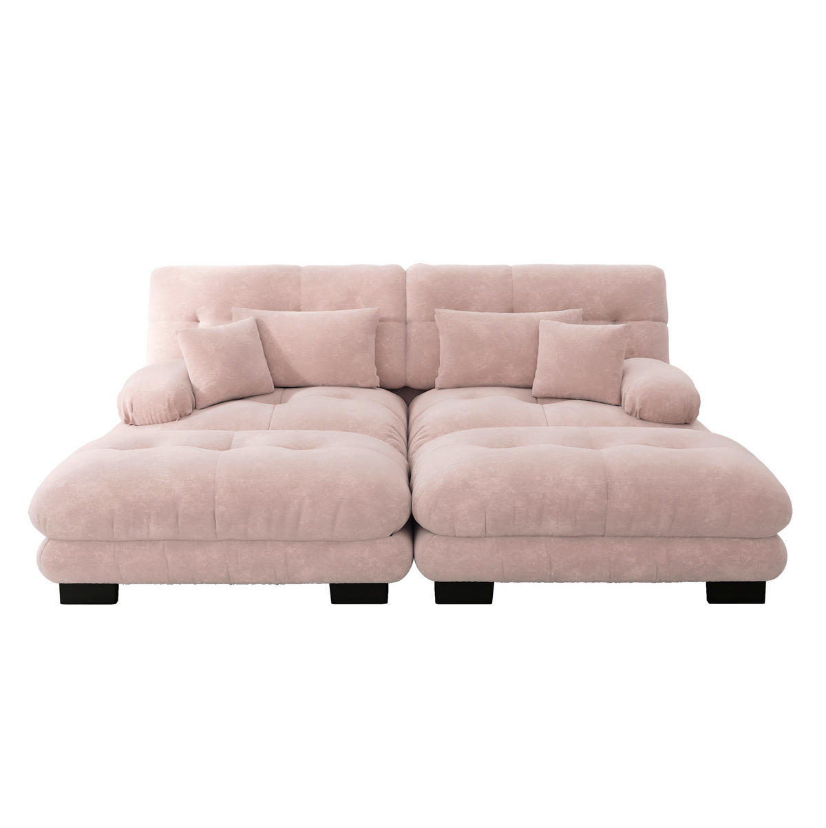 ECKSOFA 220/145/81 cm pink aus Chenille mit Ottomans und Kissen - Pink, Textil (145/220cm) - OKWISH
