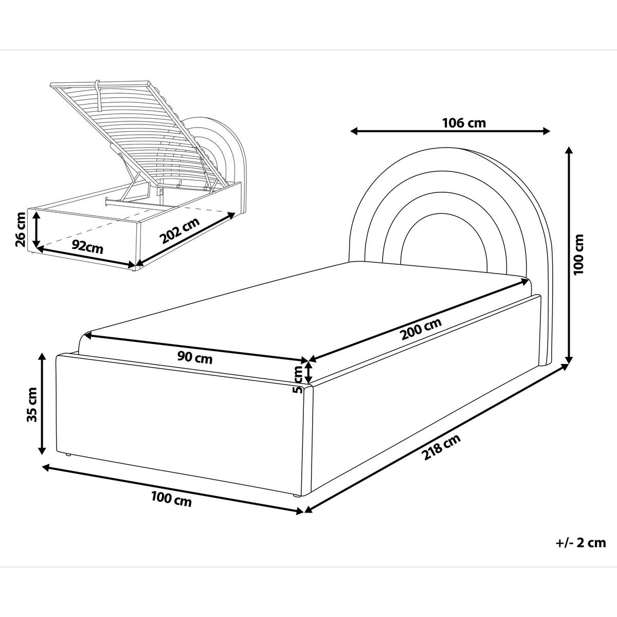 KINDERBETT mit Stauraum 90x200 cm Beige Anet - Beige, Textil (90/200cm) - Beliani