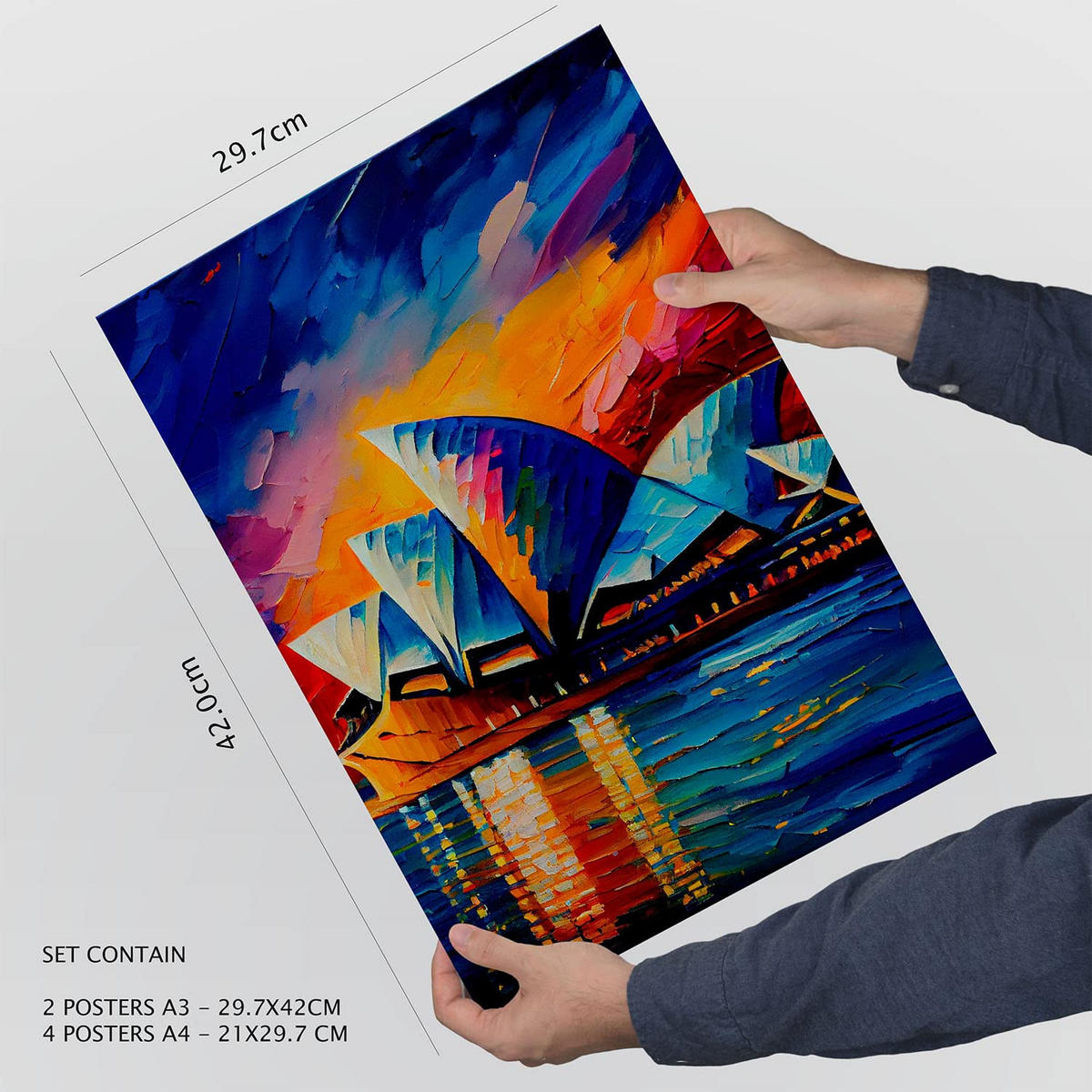 POSTER Set Mit 6 Erhöht Im Ölgemälde Stil A3 & A4 Rahmenlos - Klar, Papier (29/3cm) - Nacnic