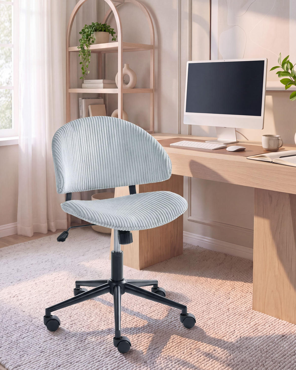 BÜROSTUHL Cord Hellblau Kiana - Hellblau, Textil (55/84/55cm) - Beliani