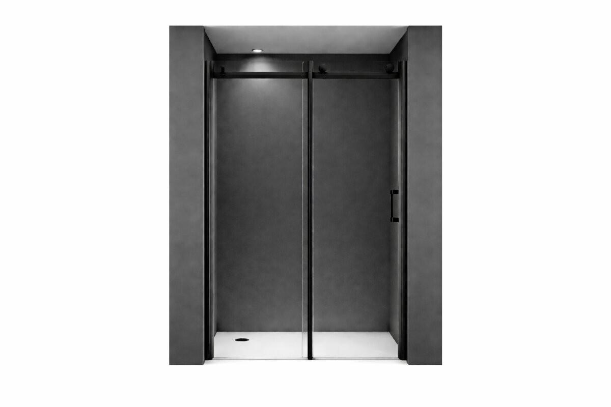 DUSCHKABINE Victoria 130x195 cm Schiebetür Schwarz - Schwarz, Glas (1/130/195cm) -  Glaswerk Westfalen