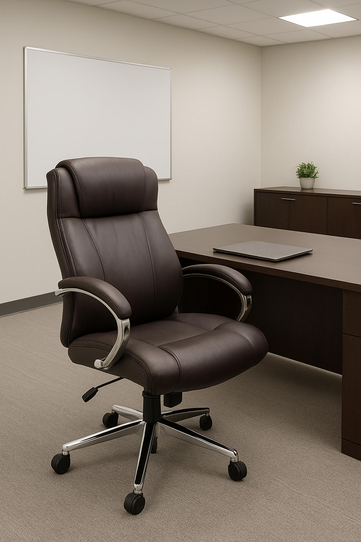 BÜROSTUHL Kyron Echtleder braun - Chromfarben/Braun, Leder/Metall (64/130/79cm) - TPFLiving