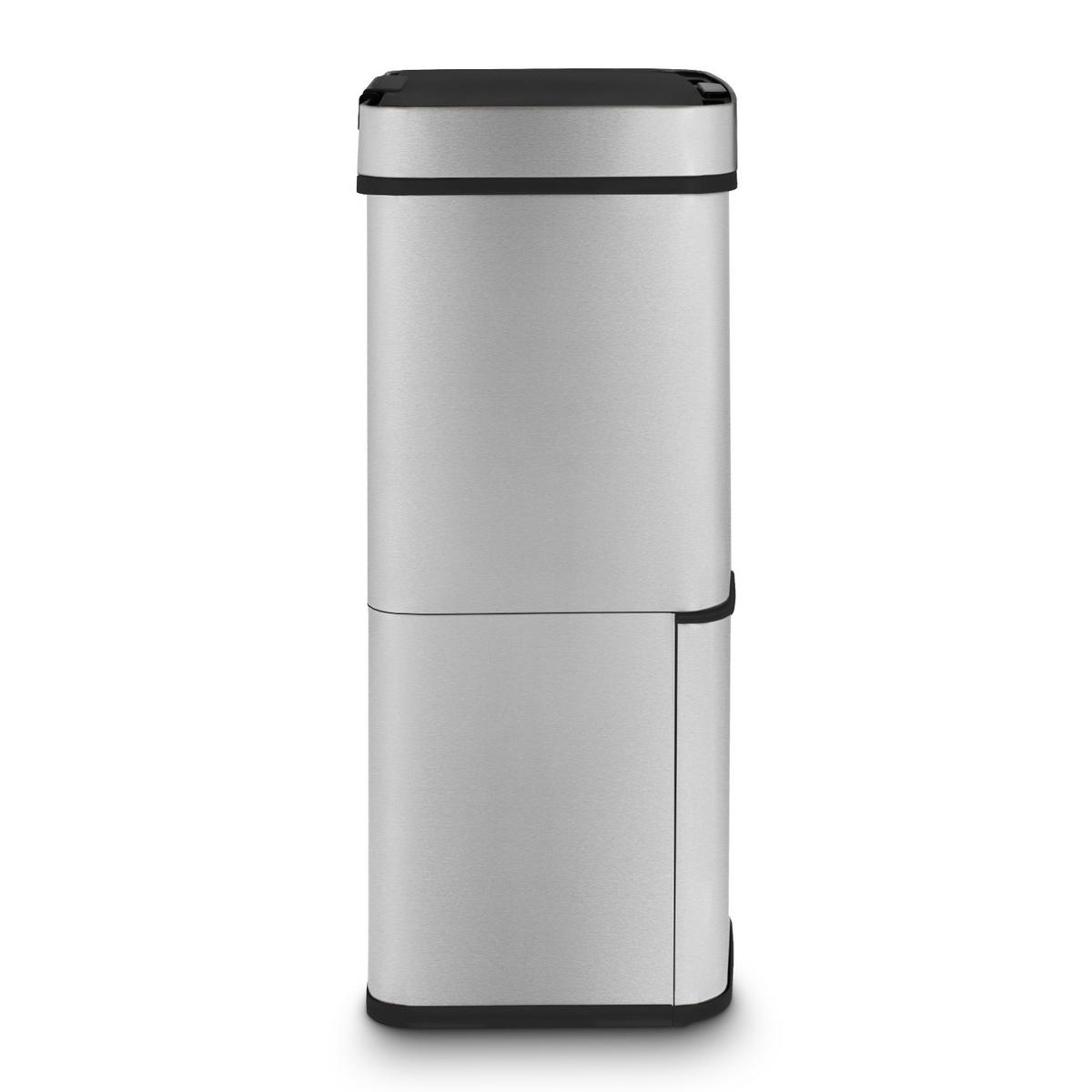 RECYCLINGMÜLLEIMER 64L, 2 x 11L 1 x 42L Behälter inox edition N°1010 - Silberfarben, Metall (42/79/31cm) - Les Collectors