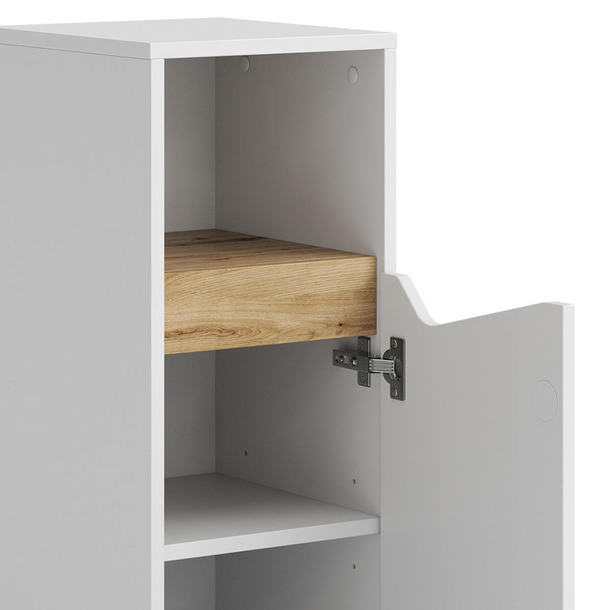 MIDISCHRANK Marelle Weiß 30 x 74.5 cm mit Tür und offenem Fach - Weiß, Holzwerkstoff (30/74.5/35cm) - Vicco
