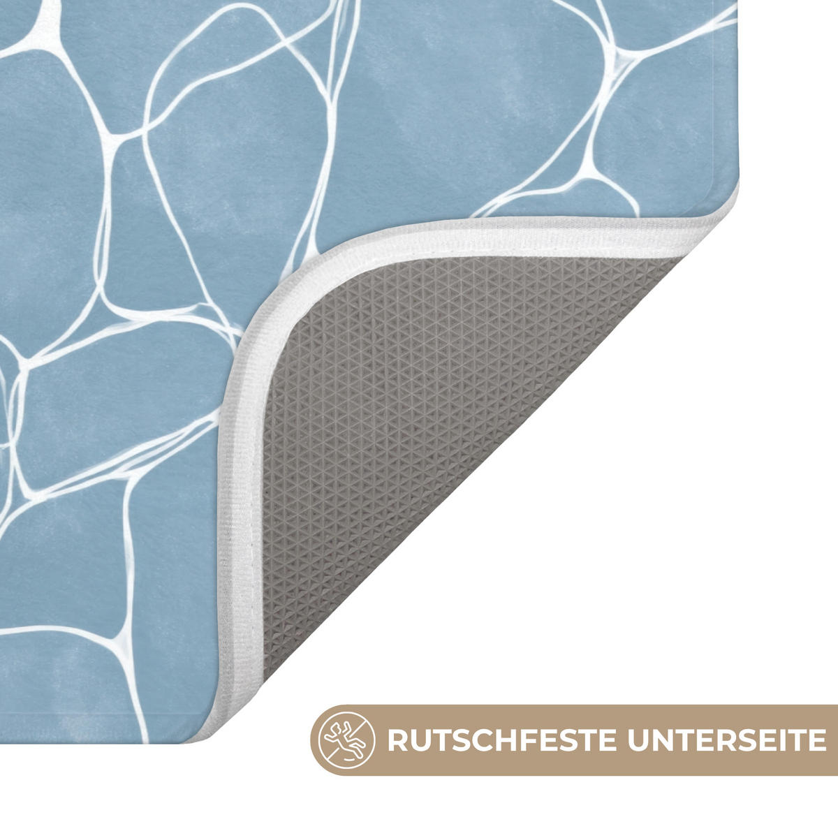 BADEMATTE Organisch - Muster - Blau 60x40 cm - Hellblau, Kunststoff/Textil (60/40cm)