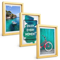 BILDER SET 3er Set - 20x30 cm Goldrahmen - Inspiration für ein Fahrrad mit Seeboot - Goldfarben, Kunststoff (20/30cm) - TULUP