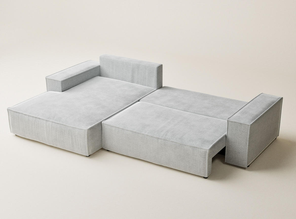 ECKSOFA Maze Grau Chenille-Stoff - Links Seite - Schwarz/Grau, Holz/Holzwerkstoff (185/294cm) - Maison de Reve