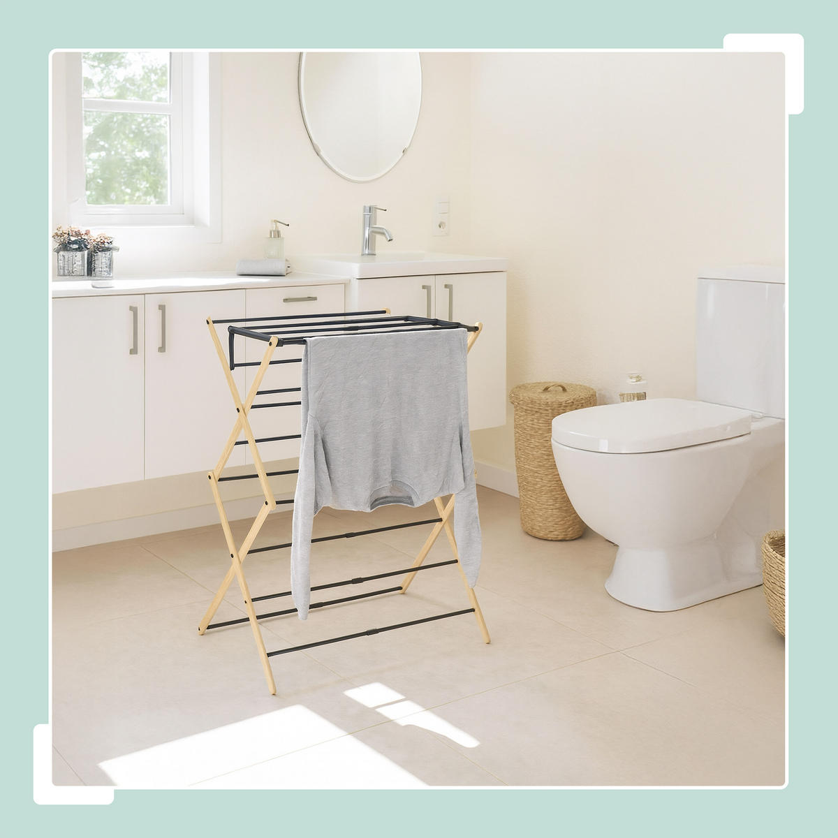 SUŠIAK na prádlo - viacfarebná, kov/drevo (74/107/37cm) - Relaxdays