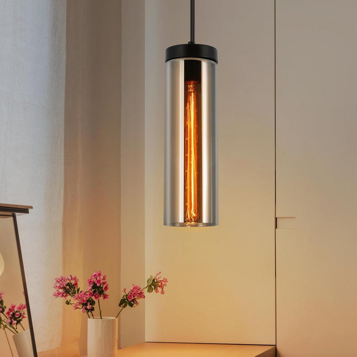KRONLEUCHTER Morgenar 10.0/10.0/158.0 cm - Schwarz, Glas (158/10/10cm) - ZMH