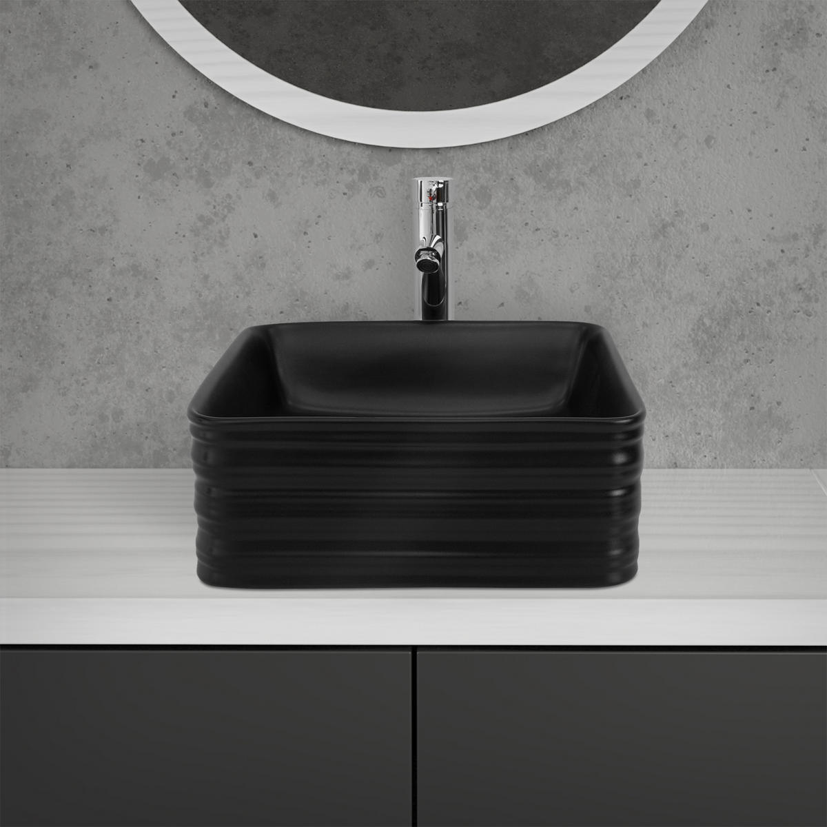 WASCHBECKEN - Schwarz, Keramik (39/15/39cm) - ML-DESIGN