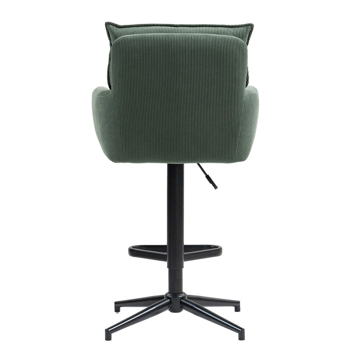 BARSTUHL - 2er-Set - Höhenverstellbar - Cord / Eisen - Dunkelgrün, Textil/Metall (54/100/58cm) - home24