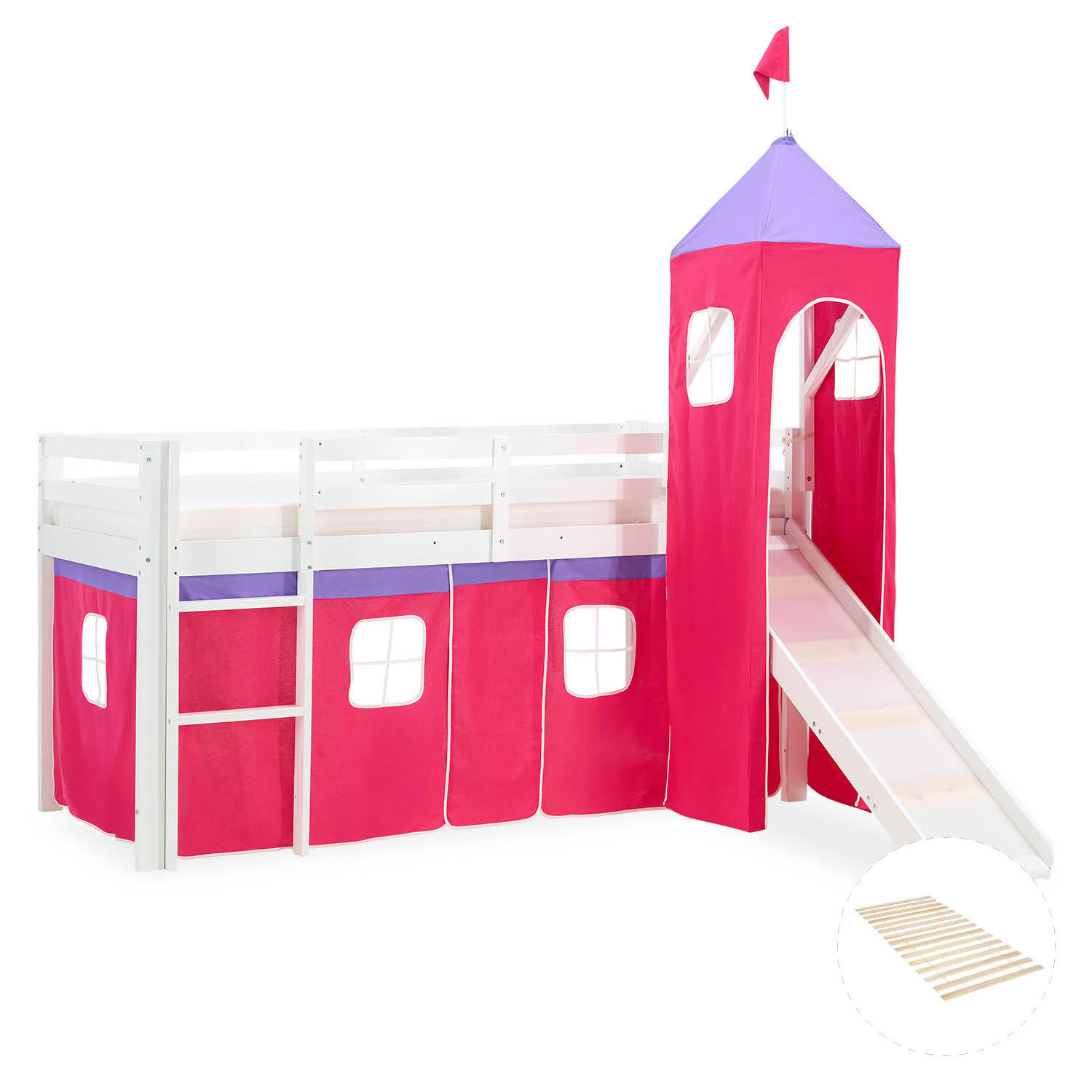 HOCHBETT Pink 90/200 cm mit Lattenrost - Pink/Weiß, Holz - Homestyle4u