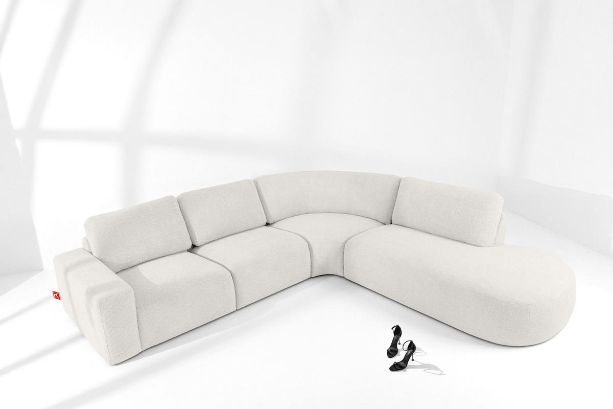 ECKSOFA RECHTS ZUCCO, Ecru - Ecru, Holz/Holzwerkstoff (304/293cm) - KONSIMO®