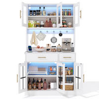 SIDEBOARD 180/100 cm in Weiß mit LED-Beleuchtung, 6 Türen und 2 Schubladen - Weiß, Holzwerkstoff (100/180/40cm) - Flora Grace
