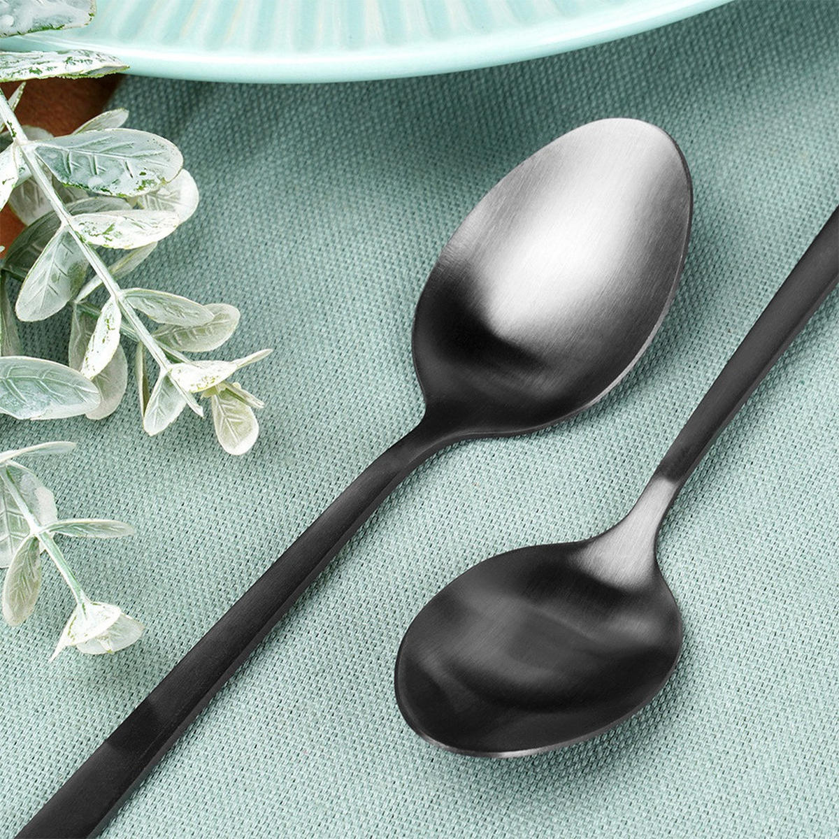 TEELÖFFEL Stahl 4 Stück. Schwarz - Schwarz, Metall - Excellent Houseware