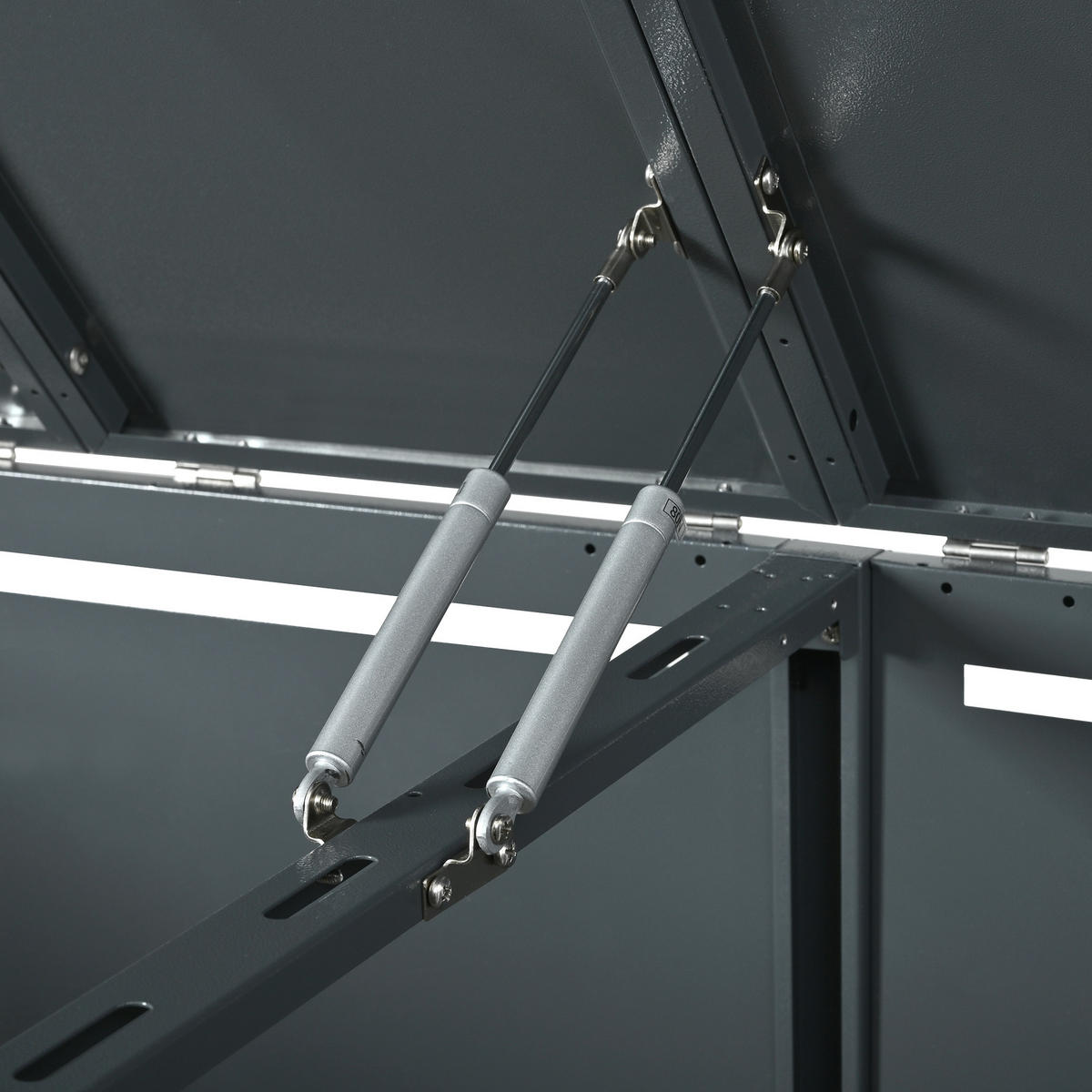 MÜLLTONNENBOX aus Stahl in Grau Holzoptik mit hydraulischem Klappdeckel - Grau, Metall (132/118.5/80cm) - Modfu