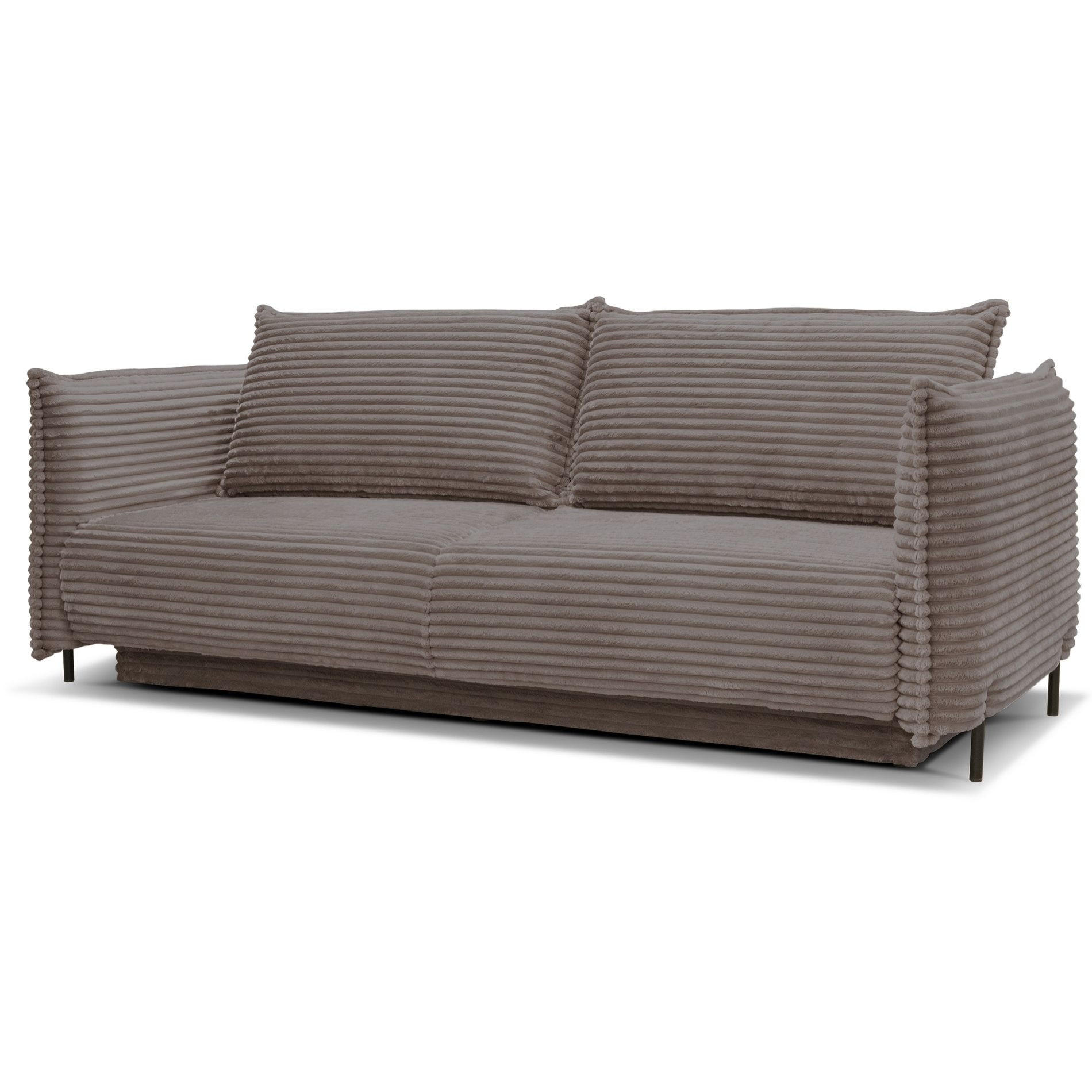 SOFA Amalfi greige mit Schlaffunktion - Taupe/Schwarz, Textil/Metall (226/90/105cm) - Selsey