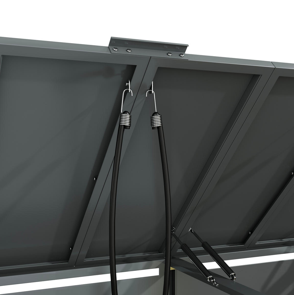 MÜLLTONNENBOX aus Stahl in Grau/Holzoptik mit hydraulischem Klappdeckel 264x80x118,5 cm - Grau, Metall (264/118.5/80cm) - Modfu