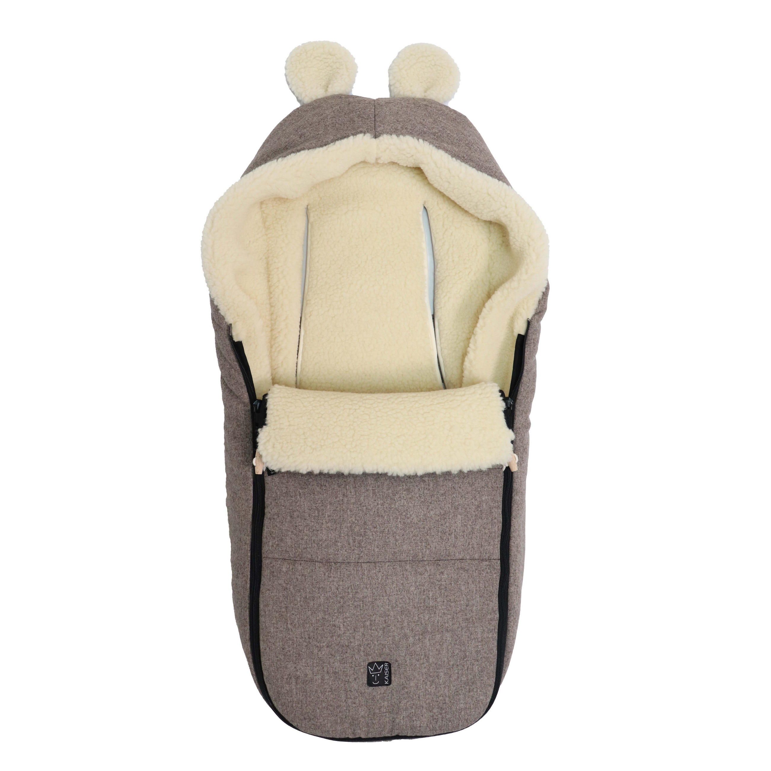 BABYSCHALENFUSSSACK Hoody Maus Wool, pepper brown - Hellbraun, Naturmaterialien (40/12/84cm) - Kaiserbaby