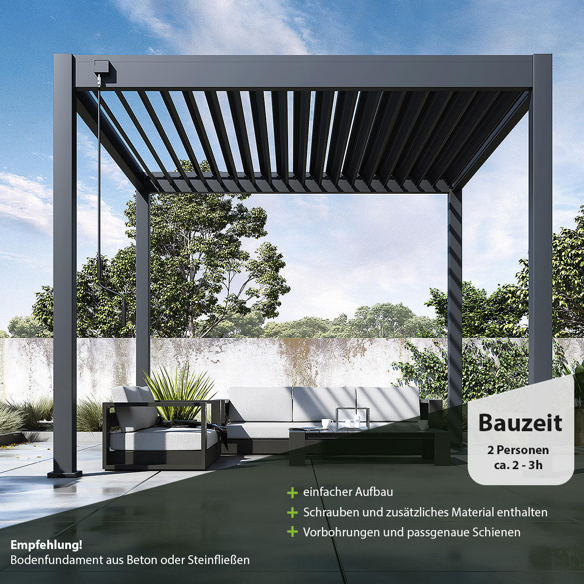 PERGOLA Classic Pavillon Terrassenüberdachung Aluminium 3 x 3 M anthrazit - Anthrazit, Metall (300/255/300cm) - WEIDE