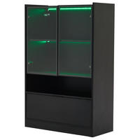 VITRINE 80/35/120 cm aus Spanplatte mit LED-Beleuchtung Schwarz - Schwarz, Holzwerkstoff (80/120/35cm) - Modenvie