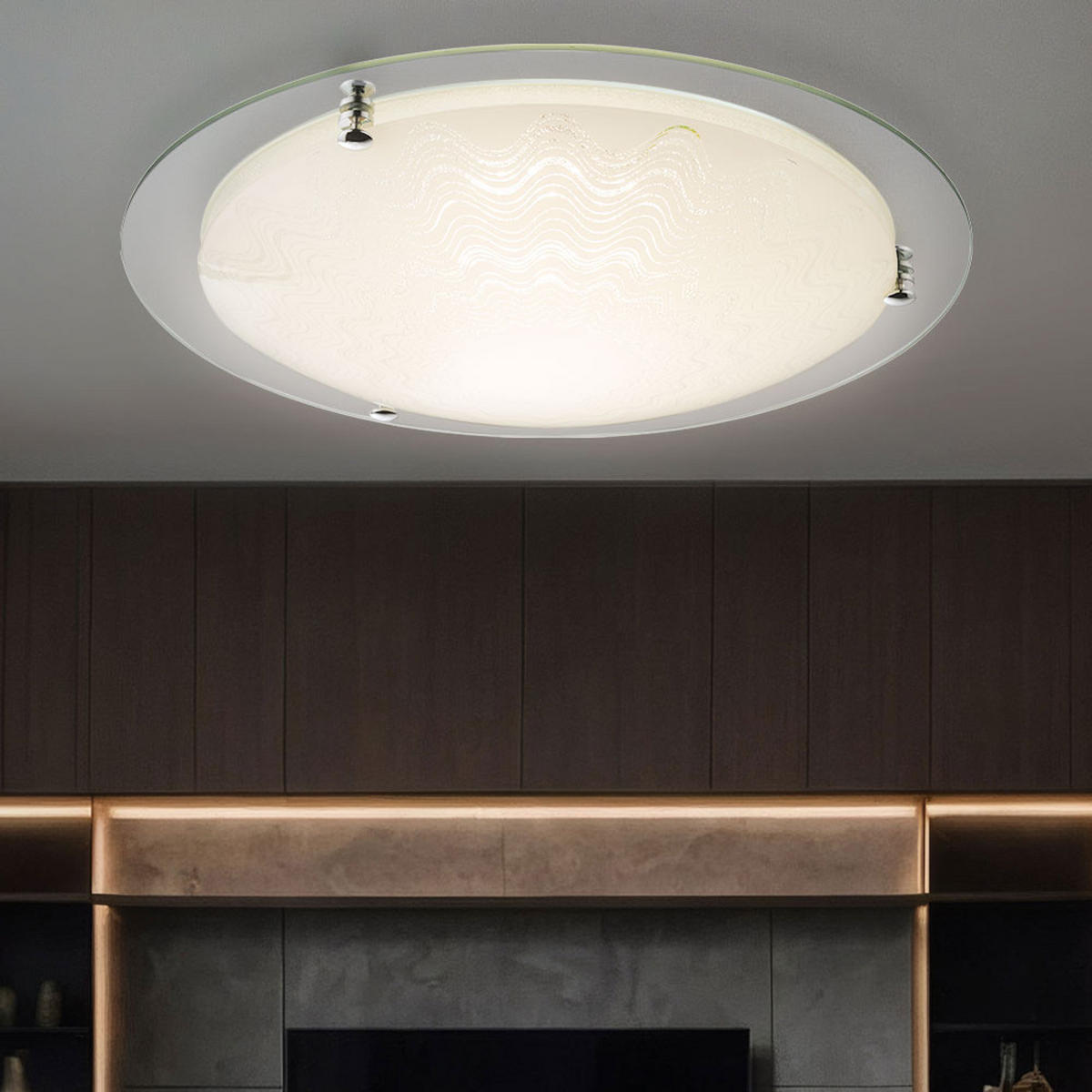 LED DECKENLEUCHTE Metall Chrom Klar - Klar, Glas (41.5/41.5/8.5cm) - Globo Lighting