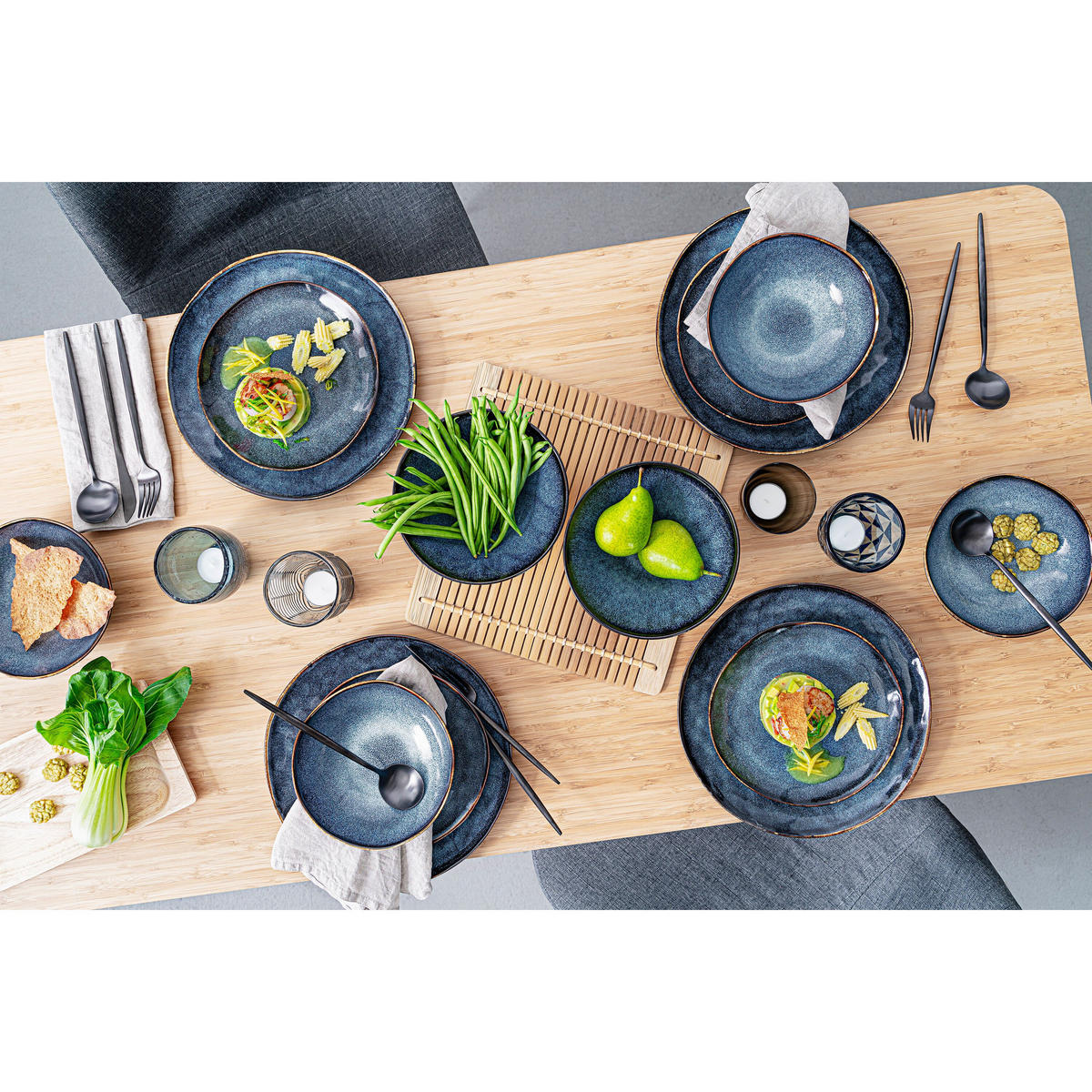 KAFFEEBECHER SET TOKIO - 4 teilig aus Steingut - Dunkelblau, Keramik (23/14/21cm) - Sänger