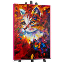 GEMÄLDE Abstrakter Kater Schattenfugenrahmen Pink 120x80 cm - Pink, Holz (120/80cm) - YS-art gallery